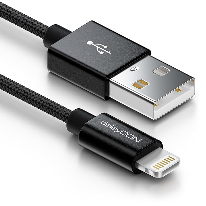 deleyCON 0,5m Lightning 8 Pin Ladekabel USB Kabel Apple MFI Zertifiziert Kompatibel mit iPhone XR XS Max XS X 8 Plus 8 Ipad I
