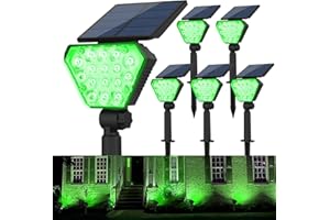 T-SUN Solar Spot Lights Outdoor, LED Green Landscape Lighting, Halloween Lights Outdoor Solar, IP65 Waterproof Spot Light, Auto On/Off for Garden/Yard/Pathway/Patio (6-Pack)