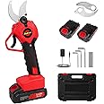 21V Electric Pruning Shears Cordless Tree Pruner Branch Cutter Gardening Scissors With 2 Pack Rechargeable Battery & Replacement Blade Set Red