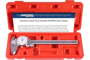 Accusize Industrial Tools 0-6''/0-150 mm by 0.001''/0.02 mm Inch/Metric Dual Needle Precision Dial Caliper Stainless Steel, P920-S236