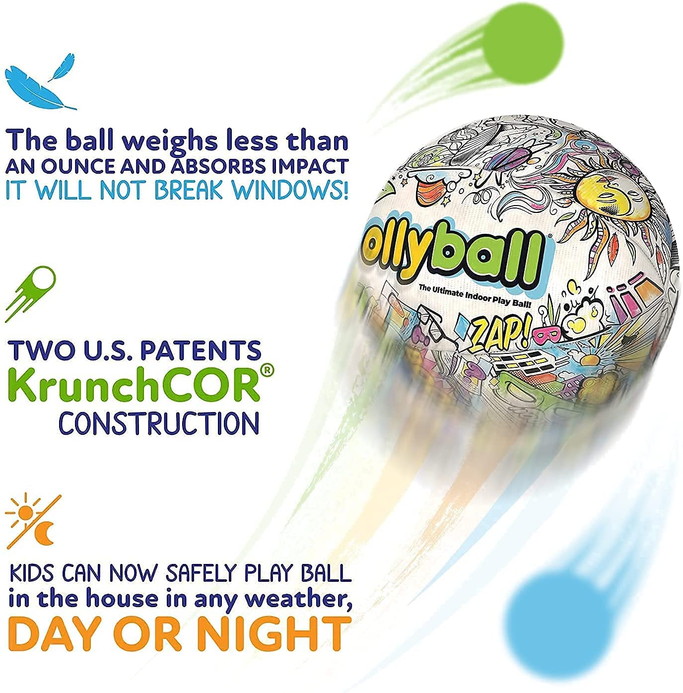 Ollyball - The Ultimate Indoor Play Ball for Kids and Parents Two Pack