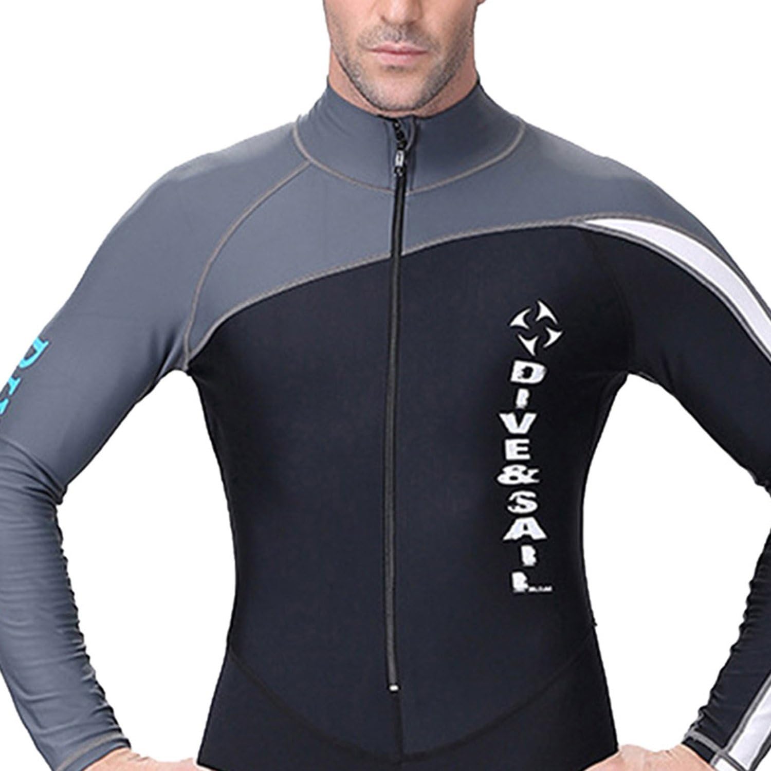 DIVE & SAIL Men 1.5mm One Piece Shorty Wetsuit UV Protection Long Sleeve Rash Guard for Diving Snorkeling Swimming : Clothing