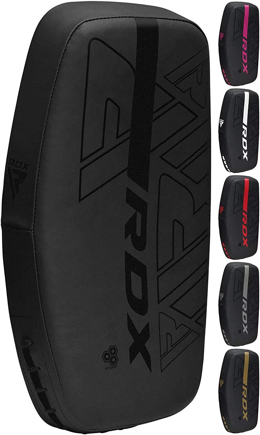 RDX Thai Pads Curved Kickboxing Muay Thai with Solid Handle Grip, Maya Hide Leather KARA Strike Shield for Knees Elbows Kicks Punches, Coaching Training Boxing MMA Martial Arts Taekwondo Combat Sports