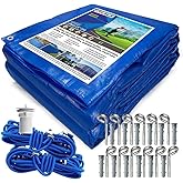 Capa para Piscina 6.5x3 Metros CK300 Micras Polietileno + Kit de Instalação - Proteção contra Sujeira, Poeira e Folhas