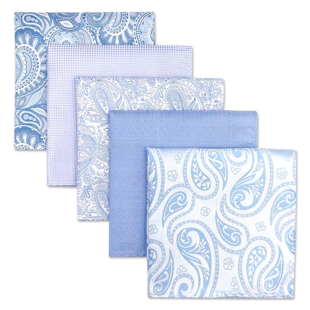 SHLAX&WING 5 Pieces Assorted Mens Silk Pocket