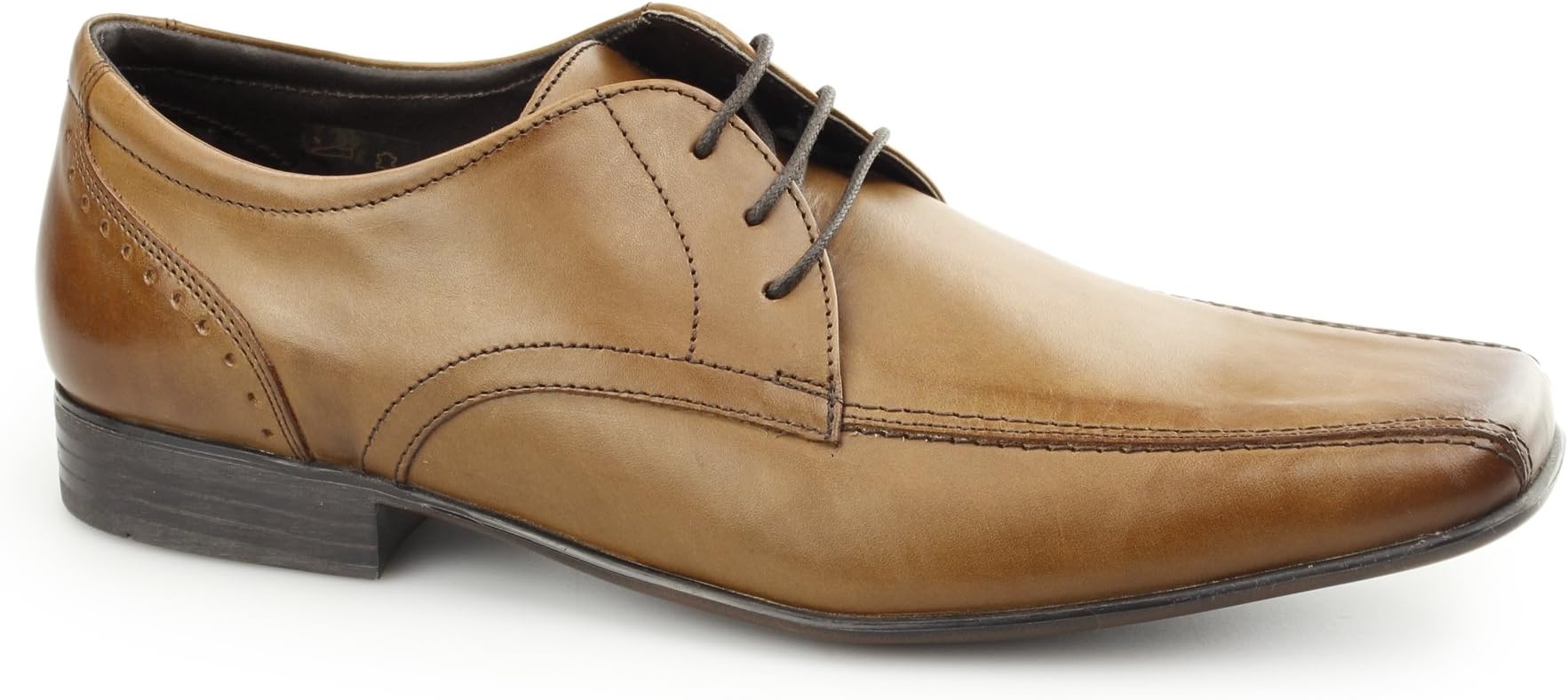 Ikon Fraser Mens Lace Up Leather Chisel Toe Shoes Tan
