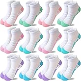 Bemeol Girls Socks 12 Pairs Ankle Socks Girls Athletic Cotton Sports Low Cut Sock for Little Big Kids