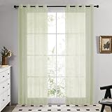 Deconovo Matcha Green Voile Curtains 55 x 110 Inch 1 Pair with Eyelets