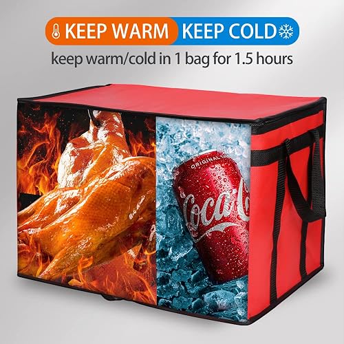 Large Insulated Food Delivery Bag - 23x15x14 Inch Catering Cooler, Keeps Hot/Cold For DoorDash
