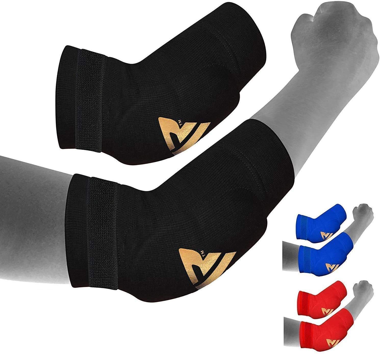 RDX MMA Elbow Support Brace Sleeve Pads Guard Bandage Elasticated Shield Protector,Black,Large, Large, Black: Industrial & Scientific