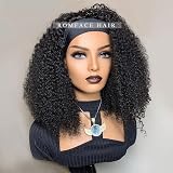 Romface 16 Inch Kinky Curly Human Hair Wig 180% Density Afro Black Glueless view 3