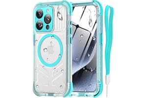 Haireca for iPhone 15 Pro Waterproof Case, [Built-in Lens & Screen Protector] [IP68 Underwater] [15FT Military Shockproof], Frosted Back Full Body Protection 15 Pro Phone Case 6.1", Teal
