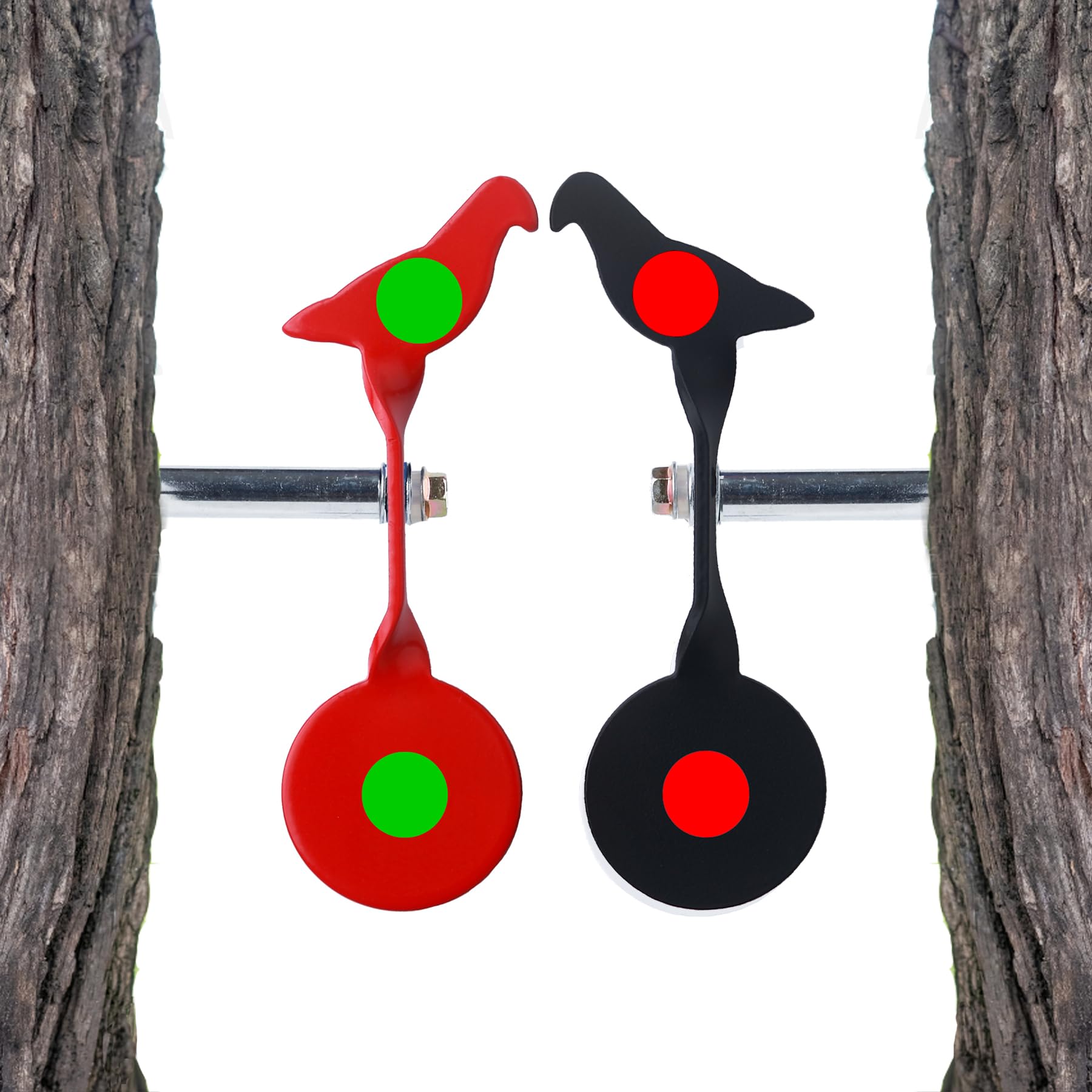 SuyuanArt Self-Healing Auto-Reset Steel Targets - Hunting & Shooting Spinning Targets for BB Guns/Air Rifles/Handguns/Slingshots,Metal Backyard Shooting Target,Red Black Bird Design