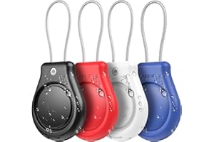 INESORE 4 Pack IPX8 Waterproof AirTag Keychain Holder，Air tag Lock Case with Wire Cable Compatible with Apple AirTags,Ultra Durable Anti-Lost Lock Keychain Holder for Luggage,Dog,Key,（Black/Red/Blue/White）