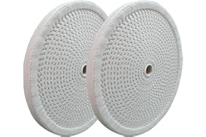 PR PURUI PURUI 2PC 8 Inch Polishing Buffing Wheels for Bench Grinder Spiral Sewn with 5/8" Arbor Hole and 1/2" Thickness White Cotton for Final Finishing on All Metals