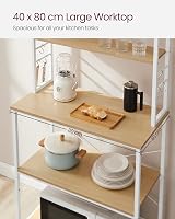 VASAGLE Kitchen Storage Rack 6 Shelves 6 Hooks Golden Oak White KKS019W09 view 5