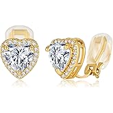 SHANTYSON Clip On Earrings for Women Halo Clip-on Non-pierced Earrings Gold Plated Small CZ Studs Dainty Jewelry