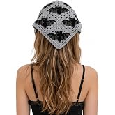 Huachi Halloween Head Scarf for Women Gothic Crochet Bandanas Headband | 1 Pack Bat Hair Scarf, Goth Hair Accessories for Costume Cosplay, Spooky Crochet Head Scarf Tie Back