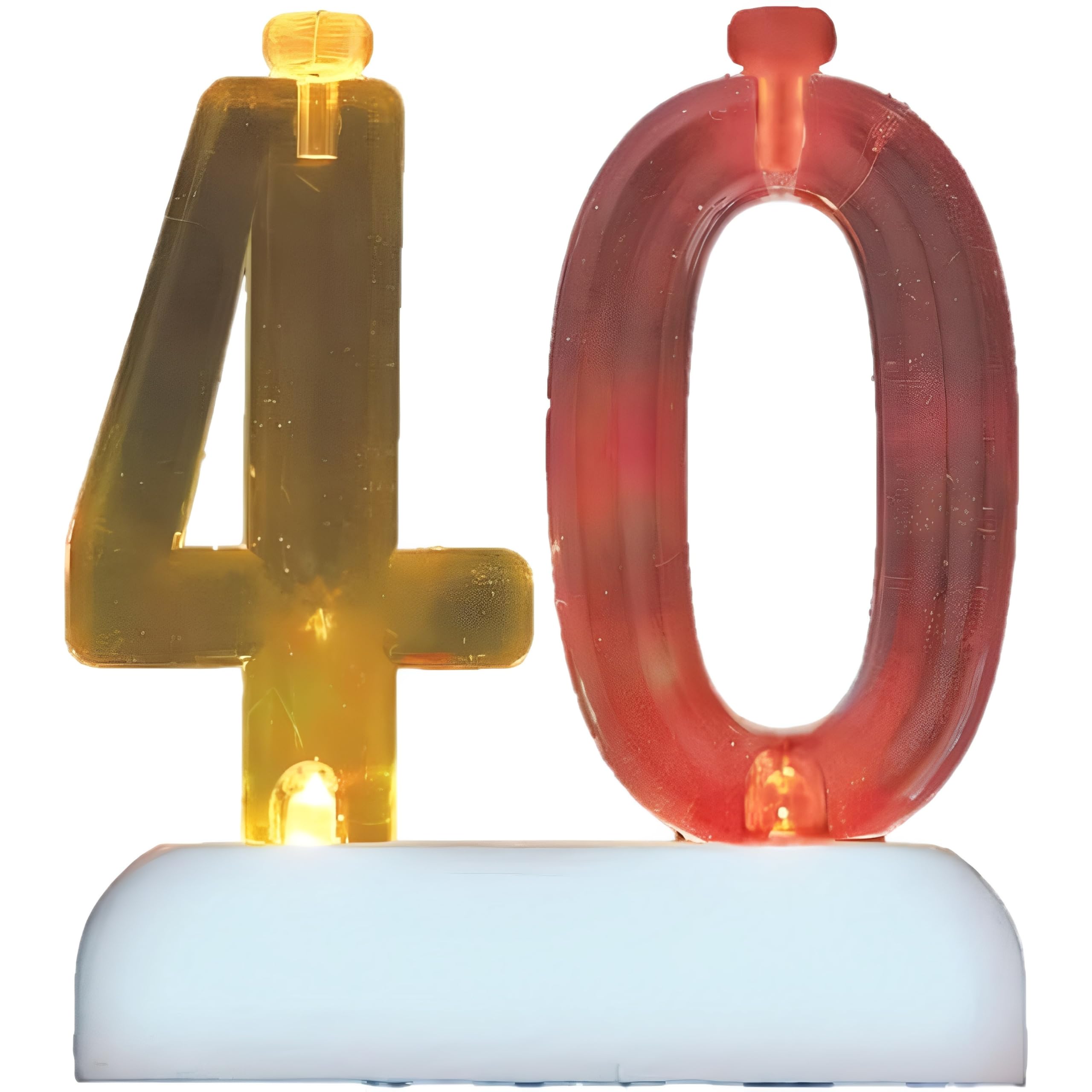 Unique Party 37544 - Colour Changing Flashing Number 40 Birthday Candle Holder with 4 Candles