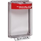 Safety Technology International, Inc. STI-13010FR Universal Stopper&reg;, Flush Mount and Fire label, Indoor/Outdoor Protective Polycarbonate Cover for Pull Stations or Call Points, Red