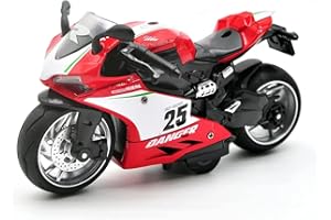 CYYSFIVQZ Toy Motorcycle,Pull Back Motorcycle Toy with Sounds and Lights,1:12 Scale Motorcycle Model Toy for Kids, Pull Back Vehicle for Age 3+ Year Old Birthday Christmas Party Supplies (Red)