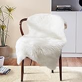Ciicool Faux Sheepskin Rugs Soft Faux Fur Rug White Fluffy Chair Couch Cover Fuzzy Carpet for Bedroom Floor Sofa Living Room 2x3 Feet