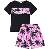 KIMI BEAR Boy Clothes Kids Boy's Summer Outfits Shorts Sleeve Crewneck T Shirt Tops Tees Shorts Sets Boy's 2 Piece Outfits