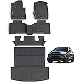 WAYIDSS Floor Mats & Trunk Mat for Ford Explorer 2020-2024 2025 (Only Fit 6 Seats),TPE All Weather Protection 3 Rows Car Floor Liners with Cargo Liner Accessories-Black