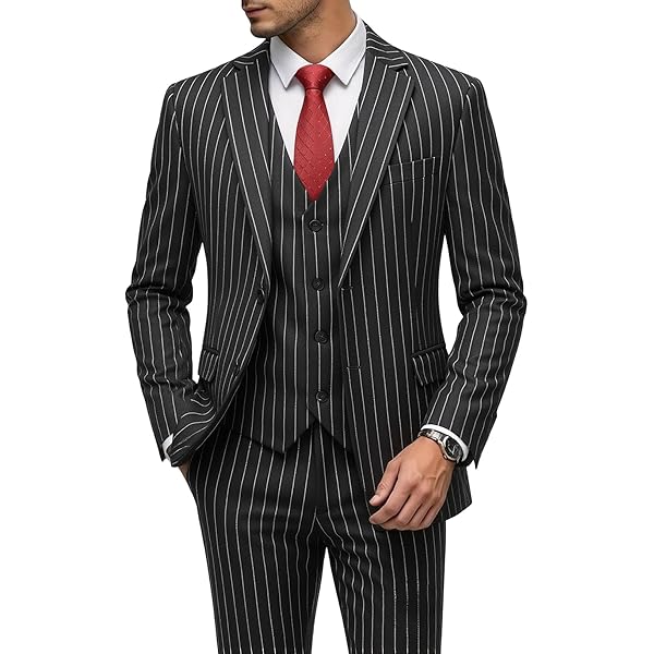 MOGU Men's Striped Sport Coat – Slim Fit Pinstripe Blazer Suit