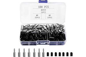 QIWUHAI 100 Pcs Shelf Pins, Shelf Bracket Screws Pegs with Non-Slip Sleeve, Clapboard Holder Support Pins, Self-Tapping Integrated Screws for Bookcase Shelf Cabinet Closet Shelf Support (Black)