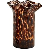 Mud Pie Ruffle Tortoise Glass Vase, Large, 9.5" x 7.25"