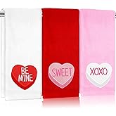 FYSUIMU Valentine's Day Hand Towels Conversation Heart Embroidered Cotton Bathroom Towel Absorbent Bath Towel for Hand Drying Cleaning Cooking, 29.5 x 13.7 Inch, 3Pcs