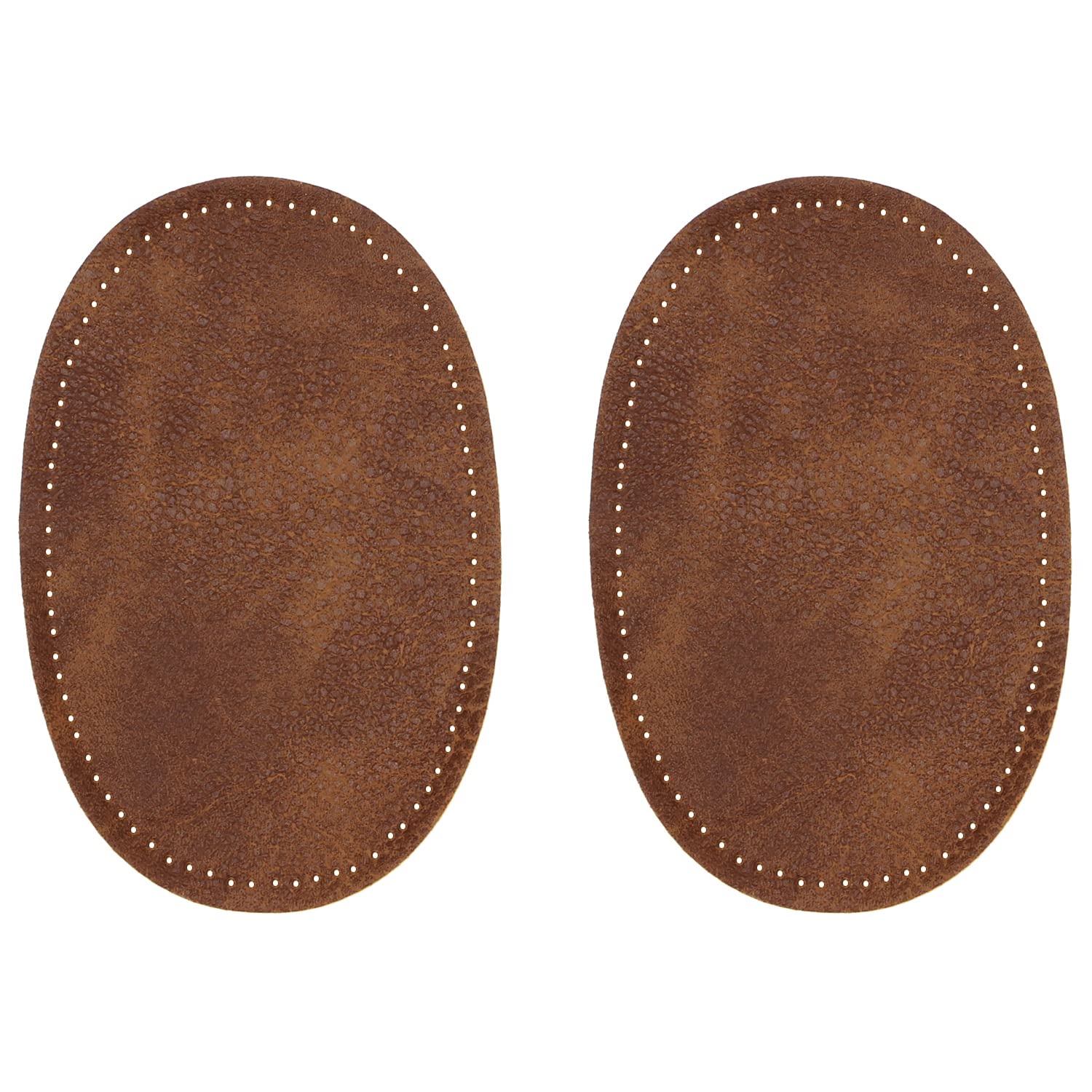 ZUPAYIPA 2Pcs Sew-On Fabric Oval Elbow Knee Patches Sweater Trousers Repair Patches Craft Supply Sewing Appliques (Pu Leather，Coffee)