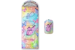 Datura home Kids Sleeping Bag for Boys Girls,Rocket Moon Print-Lightweight Warm Portable Outdoor Indoor-Waterproof Cold Weather Resistant Sleeping Bag for Camping Hiking