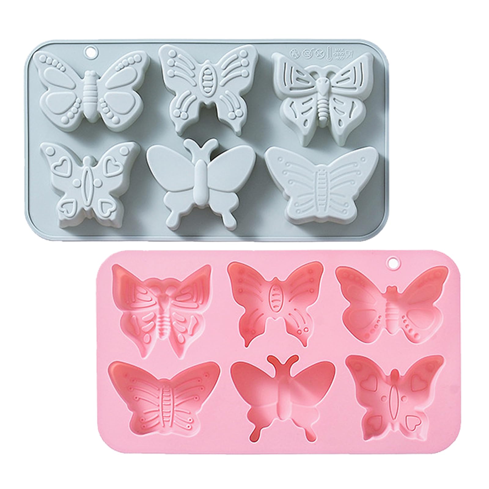 Photo 1 of 2 PACK 6 Design Butterfly Shaped Silicone Molds, 3D Butterfly Themed Baking Mould Tray DIY Baking Tool for Chocolate Cake Dessert Candy Mousse Pastry Candy Polymer