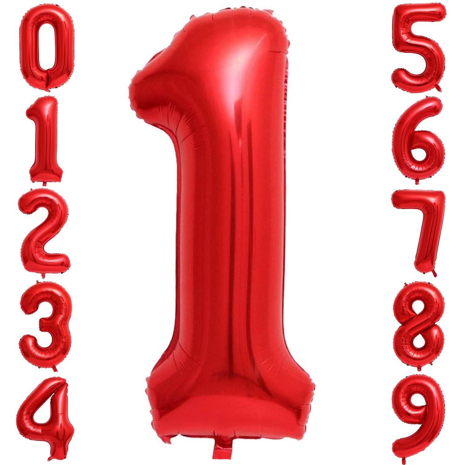 Red 1 Number Balloons,40 Inch 1 Balloons Foil Mylar Helium Big Red 1 Balloon Number for Birthday Party Anniversary Decorations