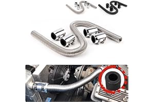 48” Radiator Hose Flexible Stainless Steel Universal Coolant Water Hose Kit With 4Pcs Chrome Caps REENKEY (Silver)