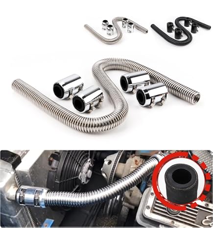 Kit De Mangueras De Refrigerante De Acero Inoxidable - 48 Pulgadas + 4 Tapas Universales, Para Radiador
