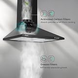 CIARRA 60cm CBCB6201 Kitchen Extractor Hood Black 370m3/h Carbon Filters view 4