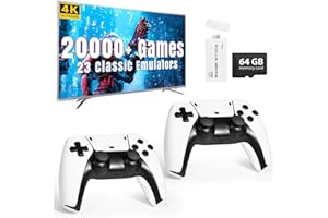 WDYQJE Retro Gaming Console, Wireless Video Game Stick 4K HDMI Output, Plug and Play TV Video Game Console, 20000+ Built-in Games, Dual 2.4Ghz Wireless Controllers, Game Emulator Console 2025(64GB)