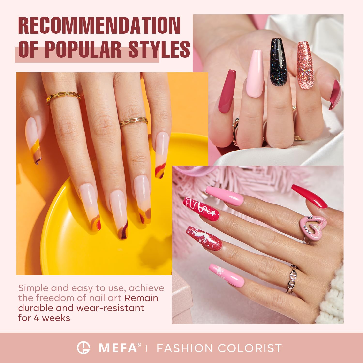 MEFA 35 Pcs Gel Nail Polish Set, 32 Colors All Seasons Collection Gel Nail Polish Kit with Base Coat No Wipe Glossy/Matte Top Coat Blue Red Pink Nail Art Manicure DIY Salon Home Gifts for Women Girls - Image 3