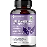 Pure Magnesium Glycinate Supplement – Highly Absorbable Chelated Magnesium to Support Sleep, Muscle & Nerve Health, Energy, Relaxation & Bone Health – 200mg Per Serving, 180 Capsules