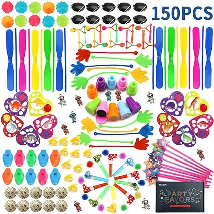 Amy\u0026Benton - Juguetes de Regalo para Fiestas de cumpleaños Infantiles, 150 Piezas, Juguetes de Relleno de piñata, premios de Carnaval para niños y niñas, Caja de Tesoro/Regalo de Pecho para el Aula: