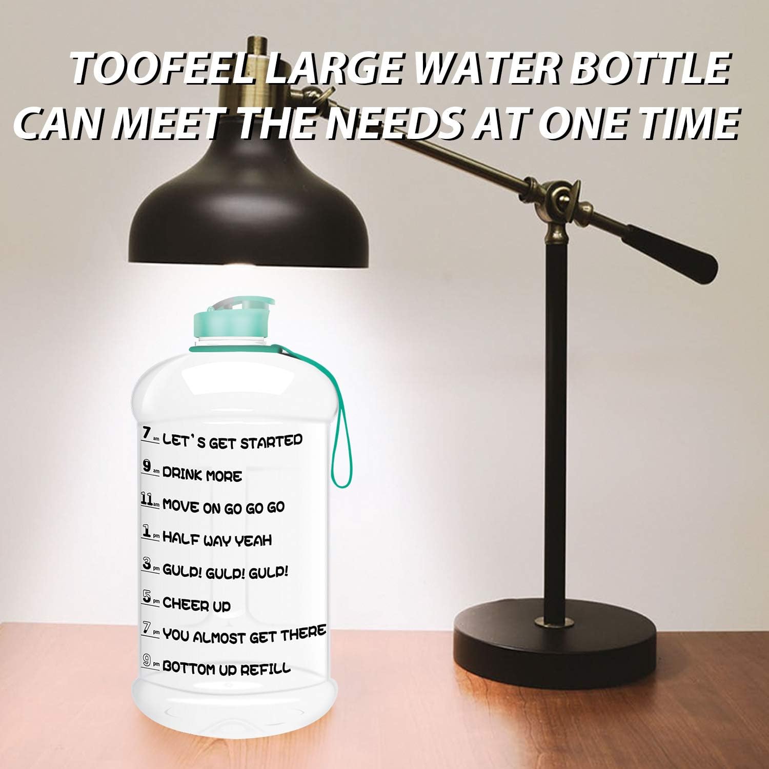 TOOFEEL Dishwasher Safe 2.2L Big Reusable Sports Water Bottle 75oz Half Gallon Water Jug with Mitivational Time Marker Container Large Capacity Canteen BPA Free Leak-Proof for Gym Fitness Athletic
