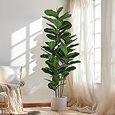 Yepdin Faux Fiddle Leaf Fig Tree 6 FT - Artificial Ficus Tree with Tall Artificial Plants Large 69 Fiddle Leaves - Lifelike Fake Trees for Home Decor Living Room Indoor Outdoor
