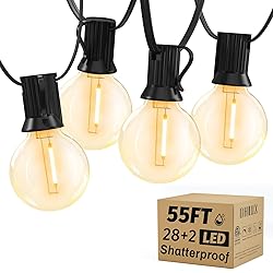 Outdoor String Lights,55FT Shatterproof LED Patio
