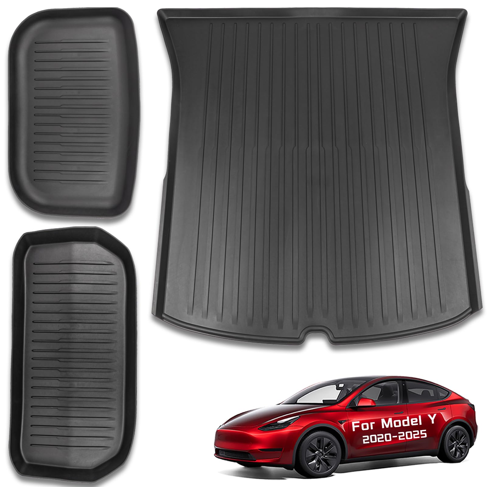 3Pcs Rear Cargo Mat Compatible With 2026 2025 Tesla Model Y Juniper 5 Seater Trunk