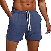 Starlemon Men's 5" Athletic Running Shorts Quick Dry Lightweight Workout Shorts for Men Sports Gym Training with Pockets (Light Blue, Large)
