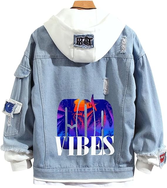 Inspirational Quotes Art Font Men's Women's Denim Jacket Hooded Sweatshirt Jacket Trucker Jacket