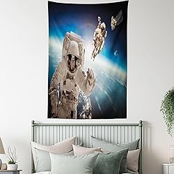 Ambesonne Outer Space Tapestry, Cosmonaut Crew in
